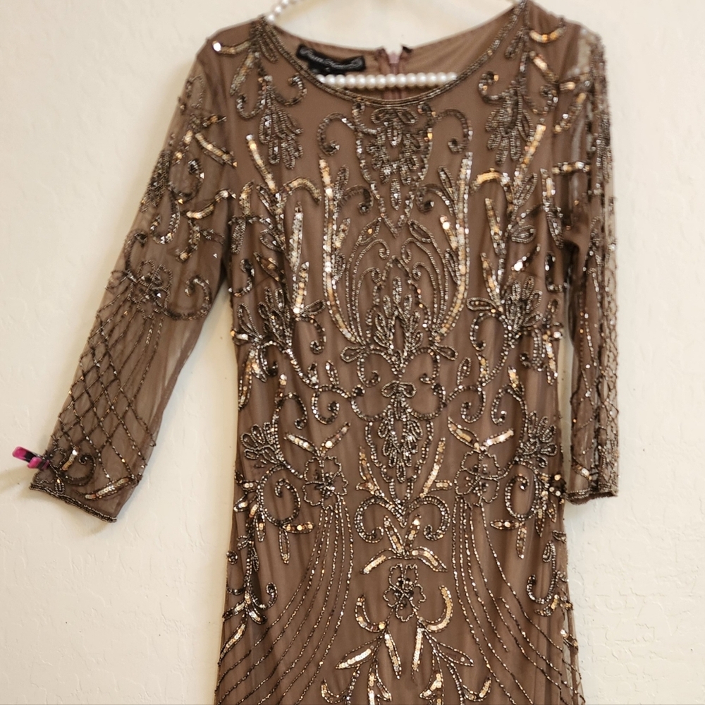 Elegant Brown Embellished Dress